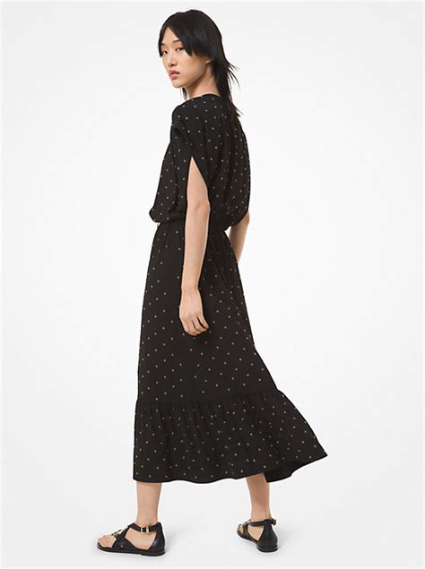 michael michael kors grommeted crepe midi dress